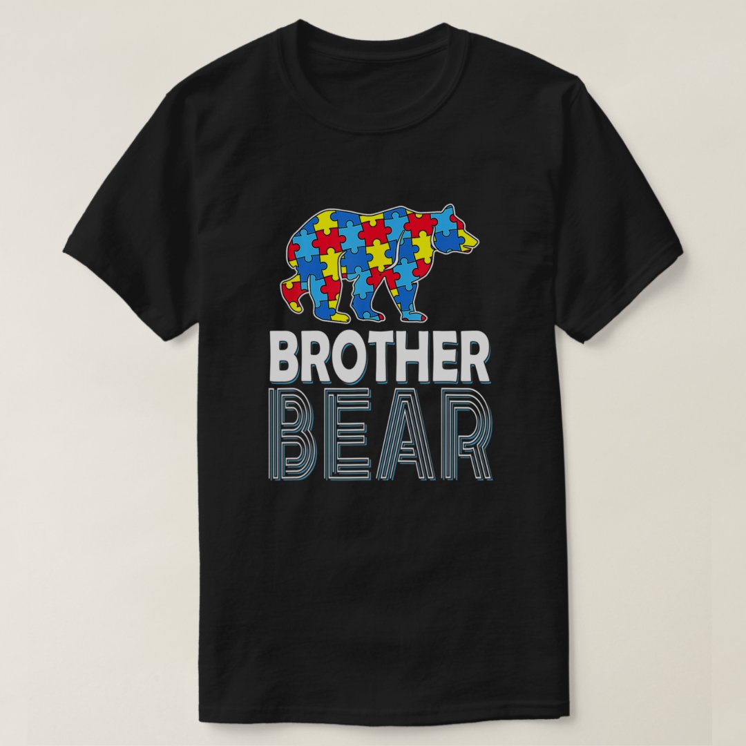 World Autism Awareness Day Brother Bear Printed T-shirt